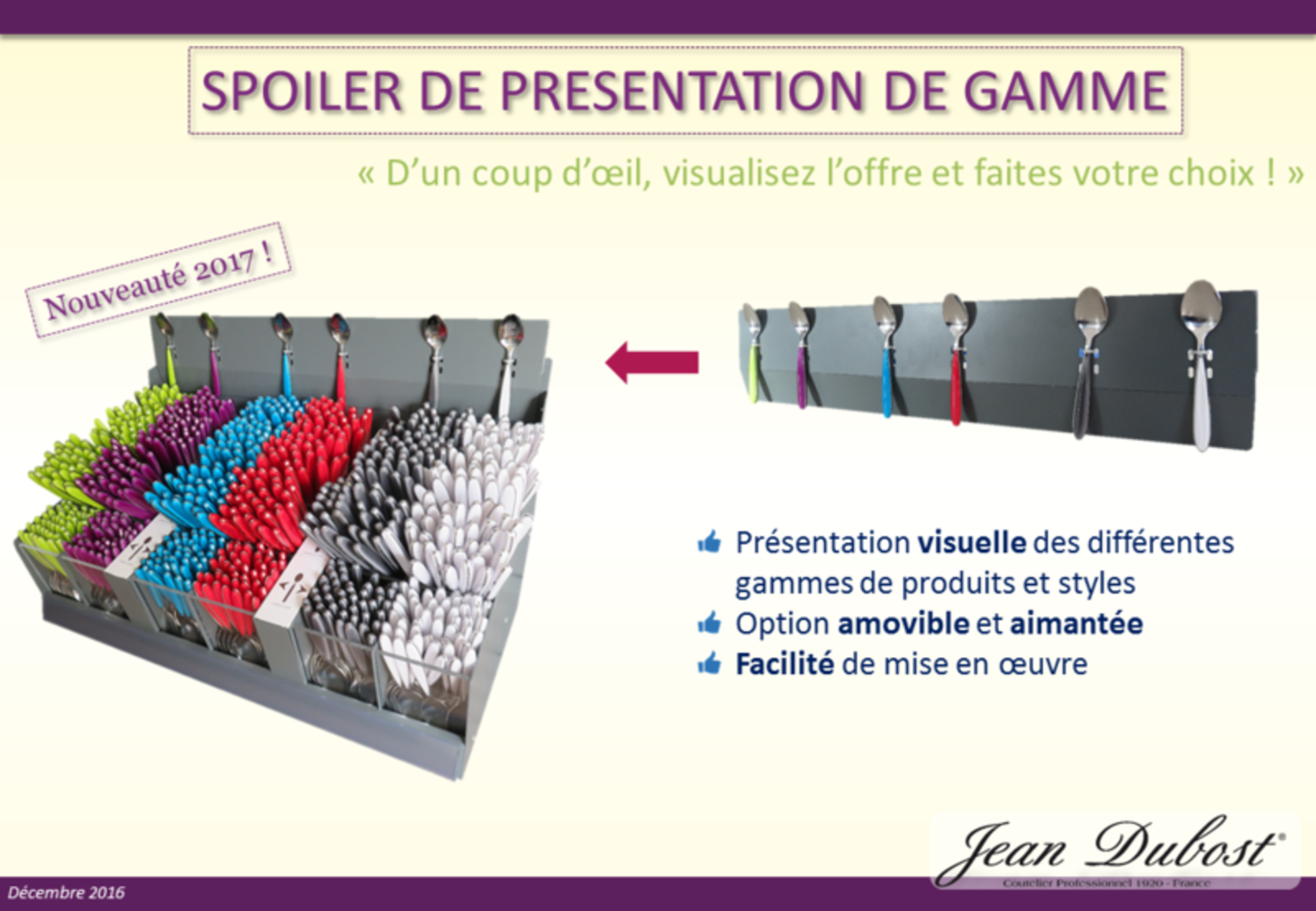 Jean Dubost merchandising : spoiler de présentation pour couverts de table