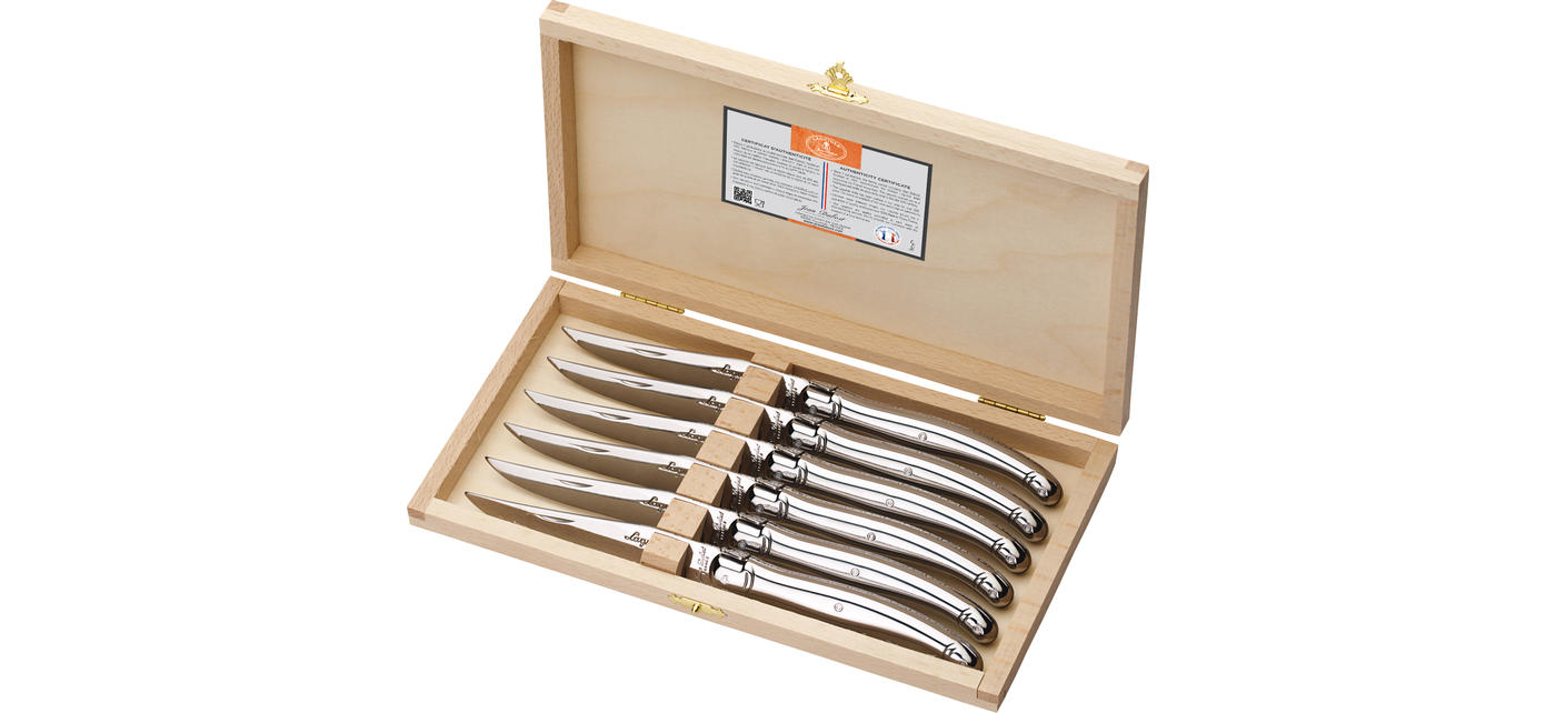 Coffret 6 couteaux Laguiole tout inox