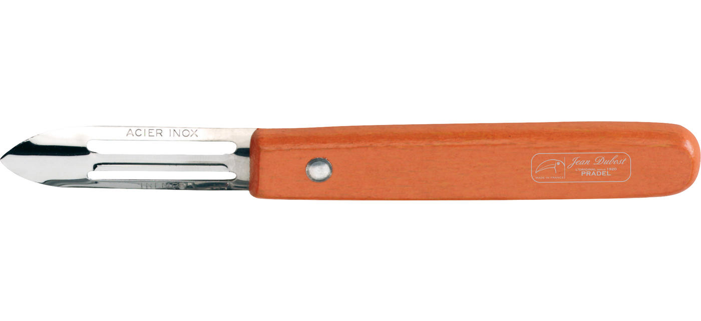 Couteau éplucheur Jean Dubost gamme tradition bois cérusé orange fabrication francaise