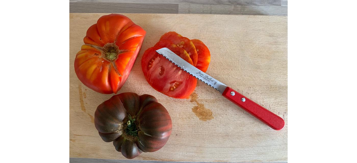 Couteau tomates Jean Dubost gamme tradition bois cérusé rouge made in France