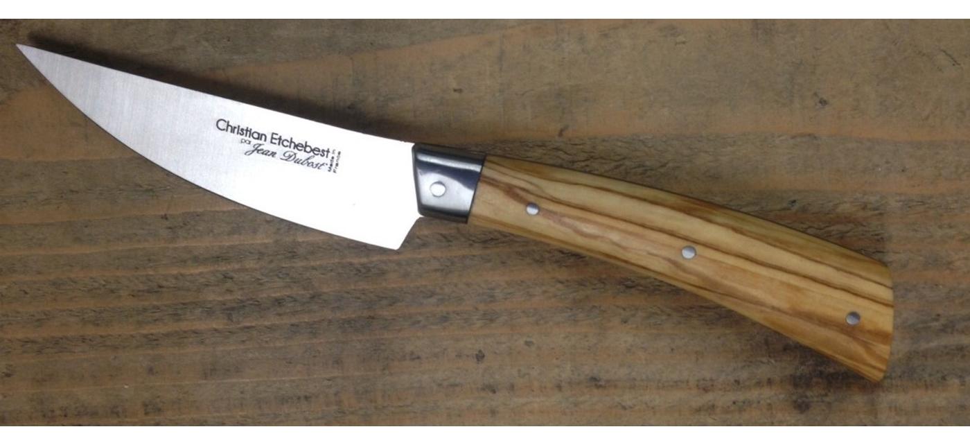 Couteau Christian Etchebest par Jean Dubost manche en bois d'olivier, made in France