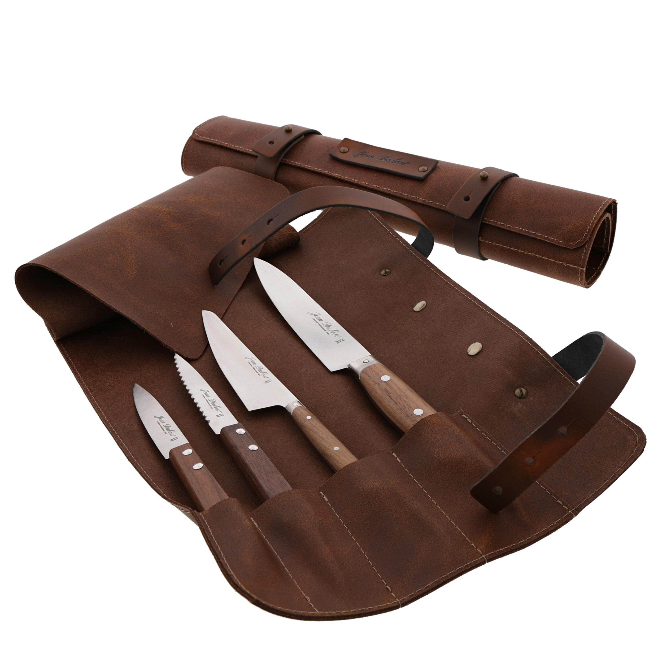 jean dubost Couteaux de cuisine Jean Dubost manches noyer fabrication francaise en sacoche cuir