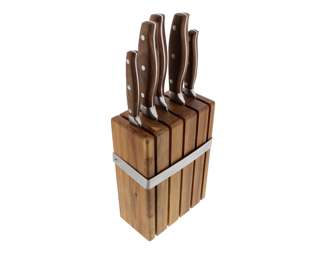 Couteaux de cuisine Jean Dubost manche acacia bloc roc en bois d'acacia