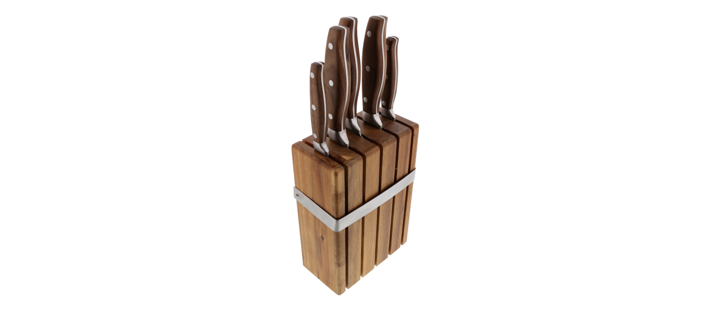 Couteaux de cuisine Jean Dubost manche acacia bloc roc en bois d'acacia