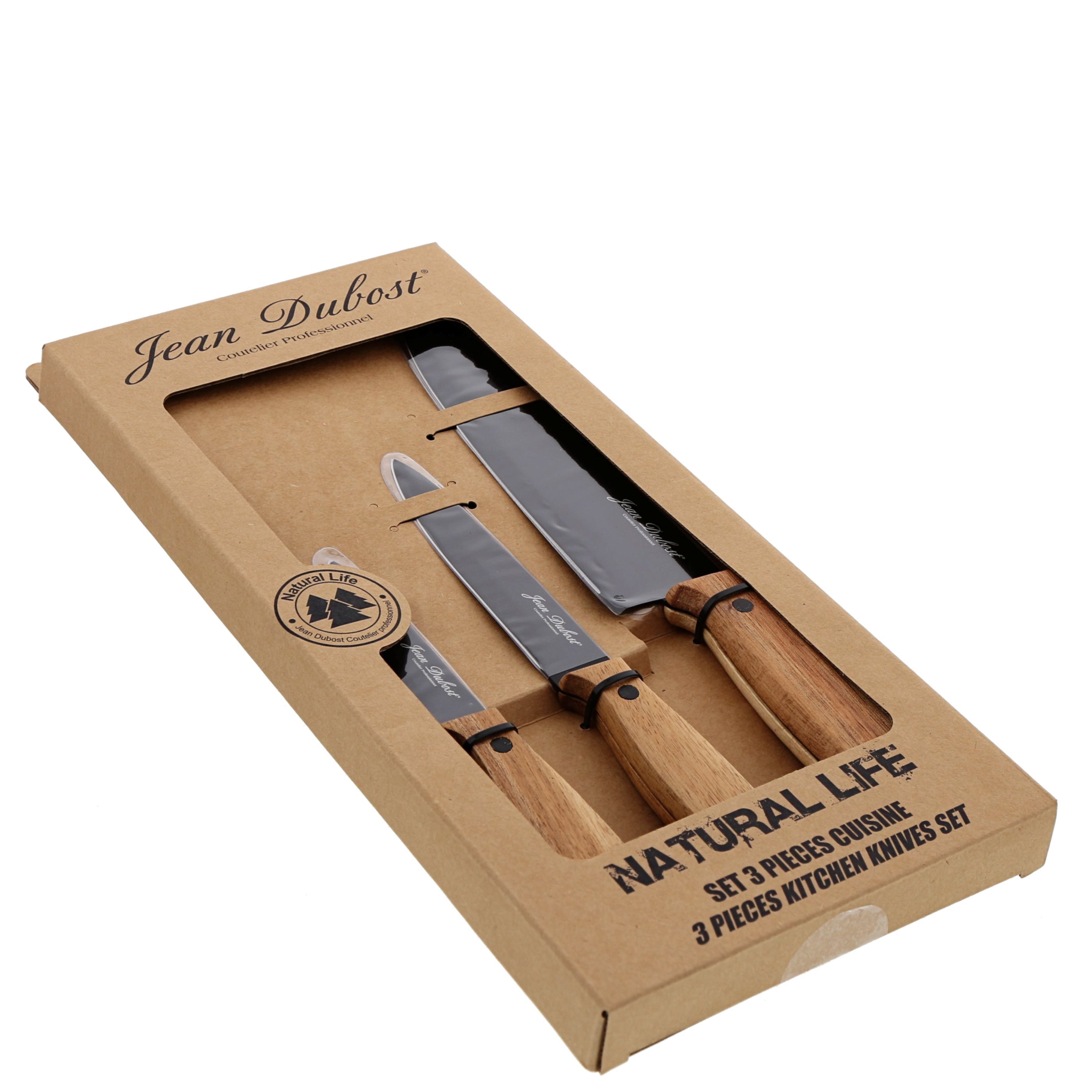 jean dubost Coffret 3 couteaux de cuisine black forest Jean Dubost Natural Life