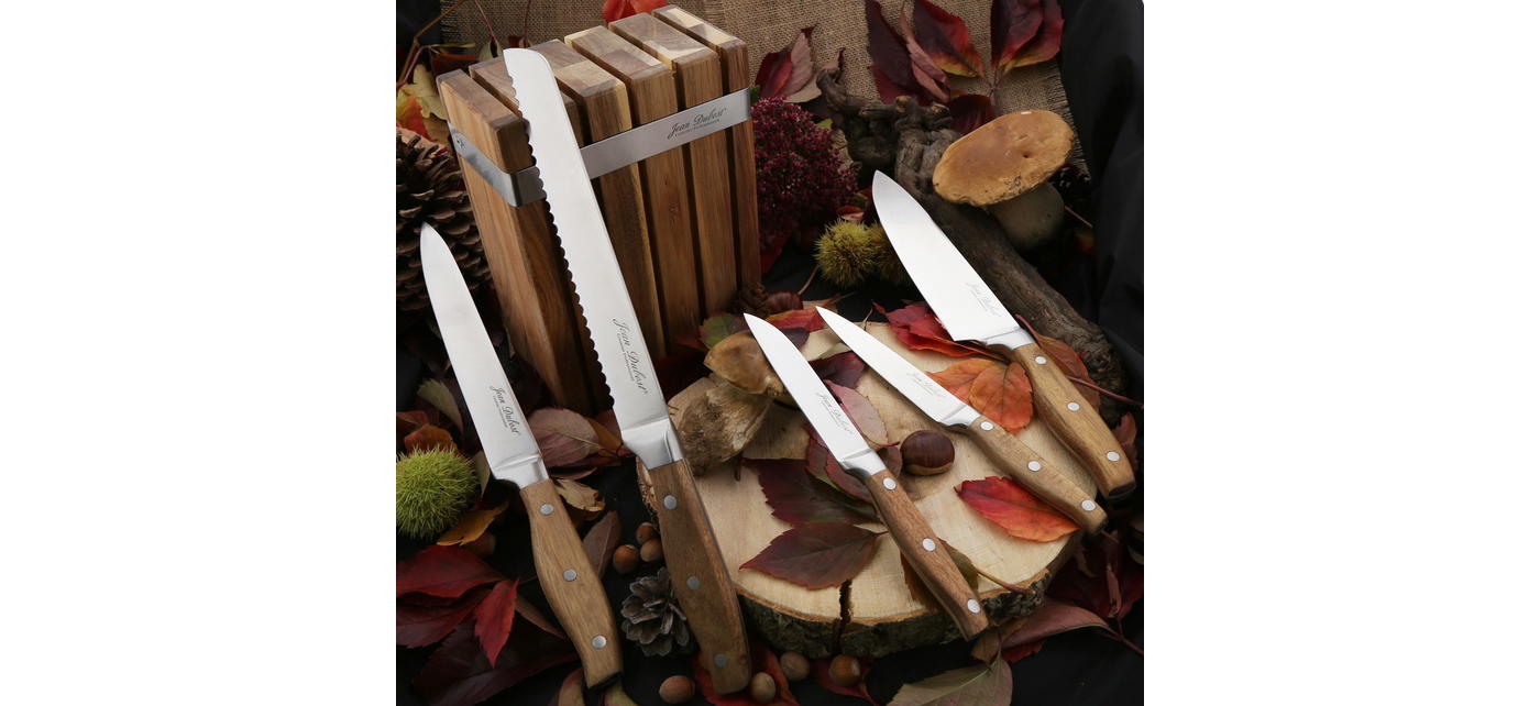 Bloc couteaux de cuisine Roc Jean Dubost, bois d'acacia