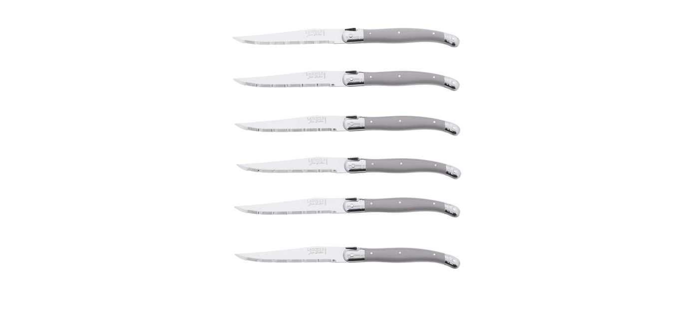 Couteaux steak Jean Dubost Laguiole coloris gris souris fabrication française