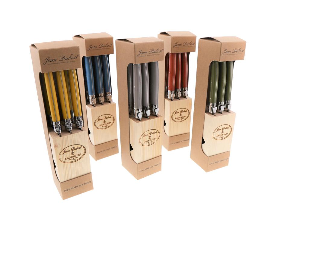 Blocs 6 couteaux steak Jean Dubost Laguiole en boite kraft
