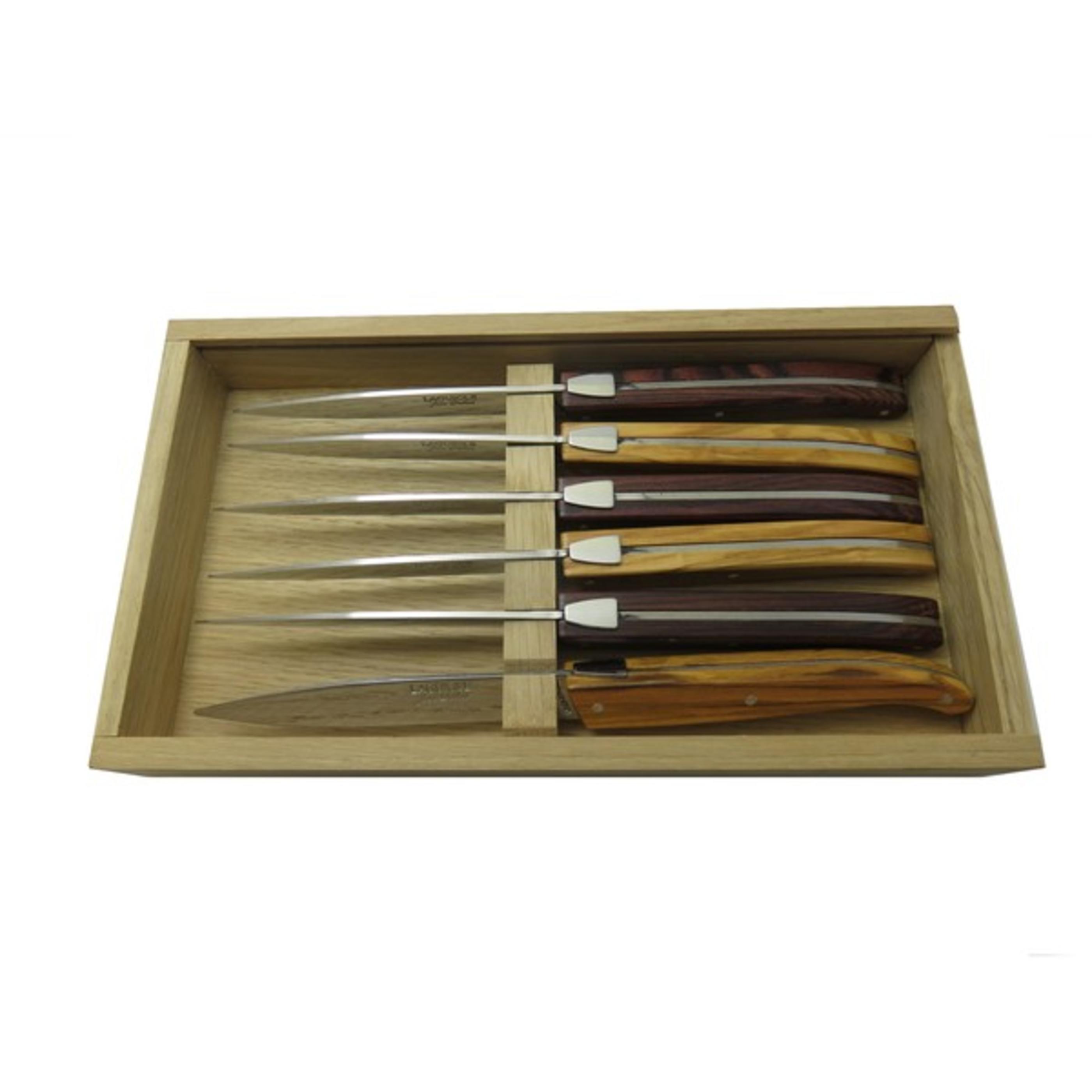 jean dubost Coffret 6 couteaux Stand'up Laguiole Jean Dubost manches bois mixés