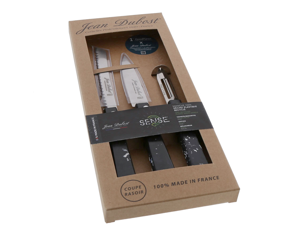 Jean Dubost coffret 3 couteaux de cuisine Sense Black edition economie circulaire made in France