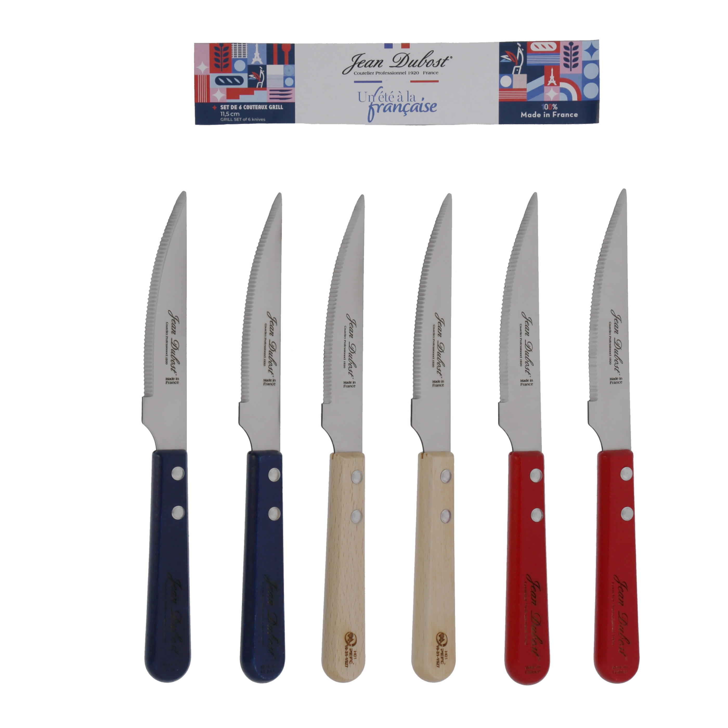 Jean Dubost Creazioni Set 4 Coltelli Da Cucina In Acciaio Inox Con Affilacoltelli E Borsa Kimono Nera - Chef, Santoku, Office E Coltello Per Tagliare
