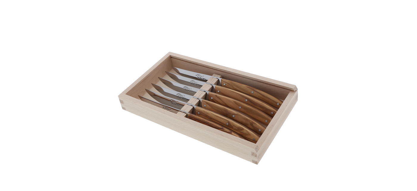 JEAN DUBOST - Coffret 6 couteaux laguiole bois olivier