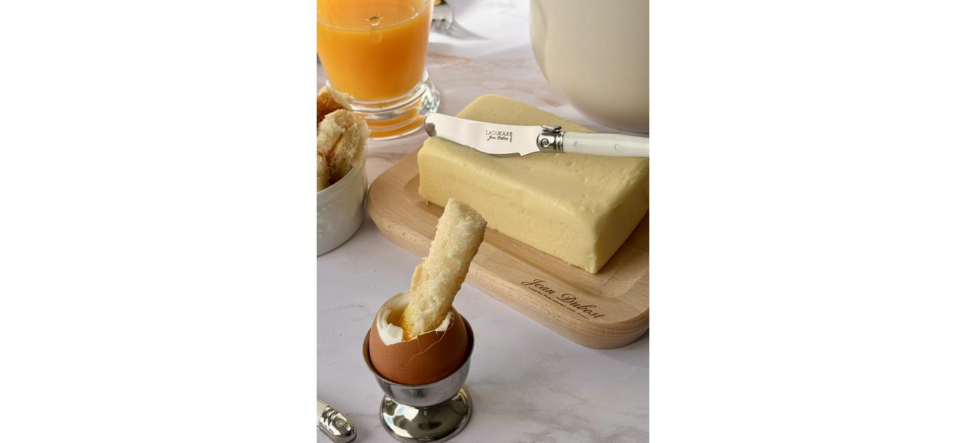 Jean Dubost Laguiole set_brunch_ABS_blanc_ et beurrier, fabrique en Franec