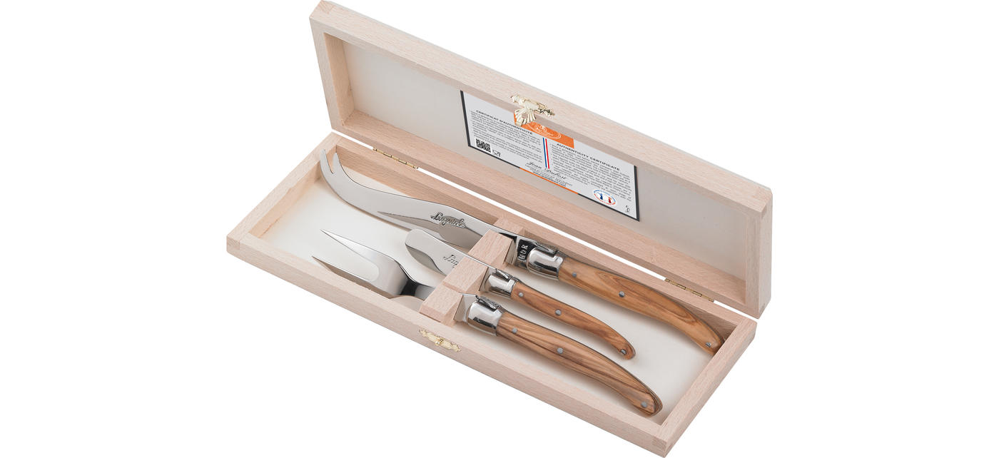 Coffret 3 couteaux fromage Laguiole olivier