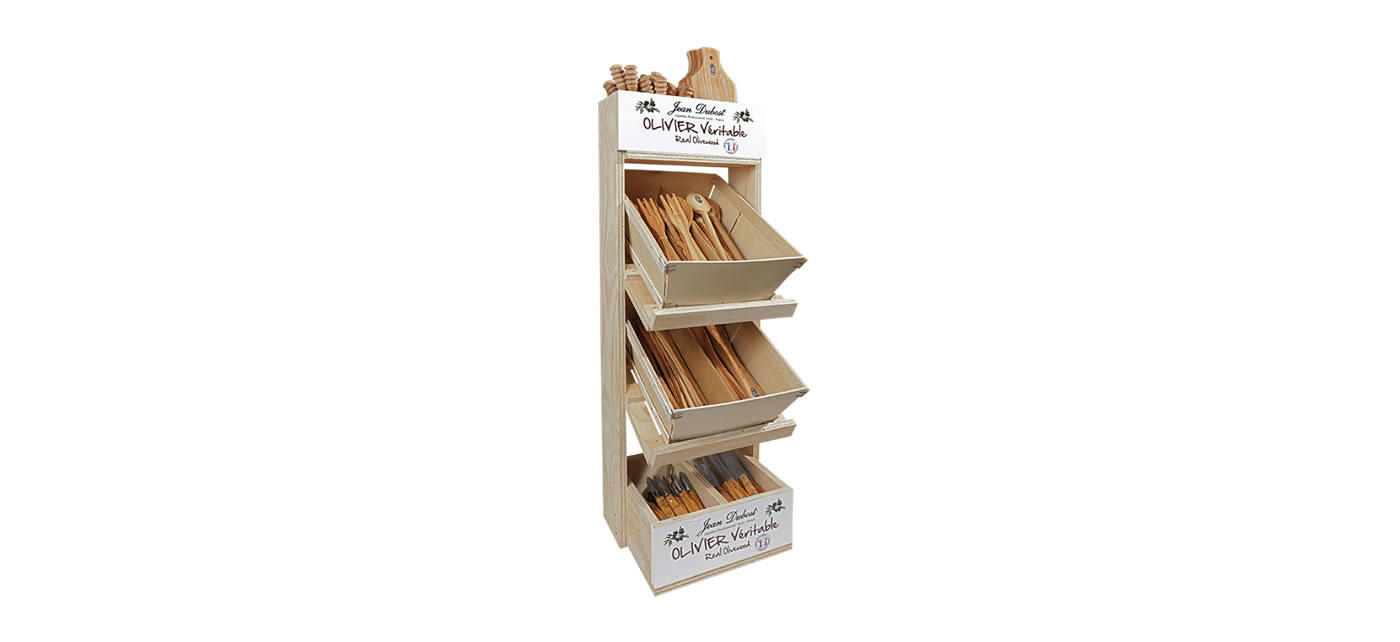 Jean Dubost merchandising meuble-ustensiles-olivier