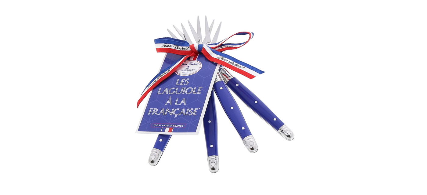 Fourchettes cocktail Jean Dubost Les Laguiole a la francaise bleu